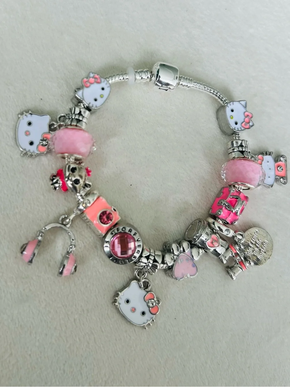 Hello Kitty Pink and Silver Charm Bracelet for Kids